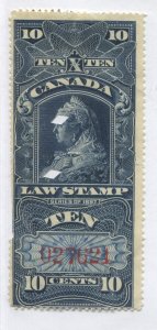 Canada QV 1897 10 cents Law Stamp used