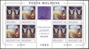 Moldova 1993 Europe CEPT  Contemporary Art Paintings sheet MNH