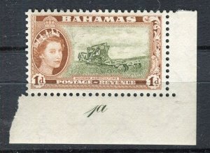 BAHAMAS; 1950s early QEII Pictorial issue fine lovely Mint CORNER 1d. value