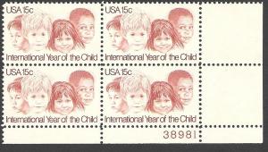 US Plate Block, Cat # 1772, Year of the Child, MNH*-