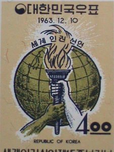 ​KOREA -1963- SC#415a- 15TH ANNIVERSARY-DECLARATION- HUMAN RIGHTS-CTO-IMPERF: