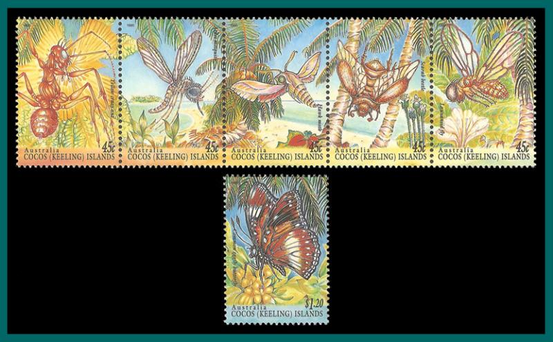 Cocos 1995 Insects, MNH #302-303,SG326-SG331