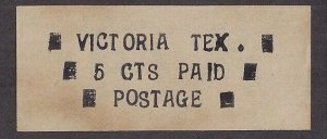 VICTORIA TEXAS 5c STAMP MONEY; Purported to be CSA but BOGUS