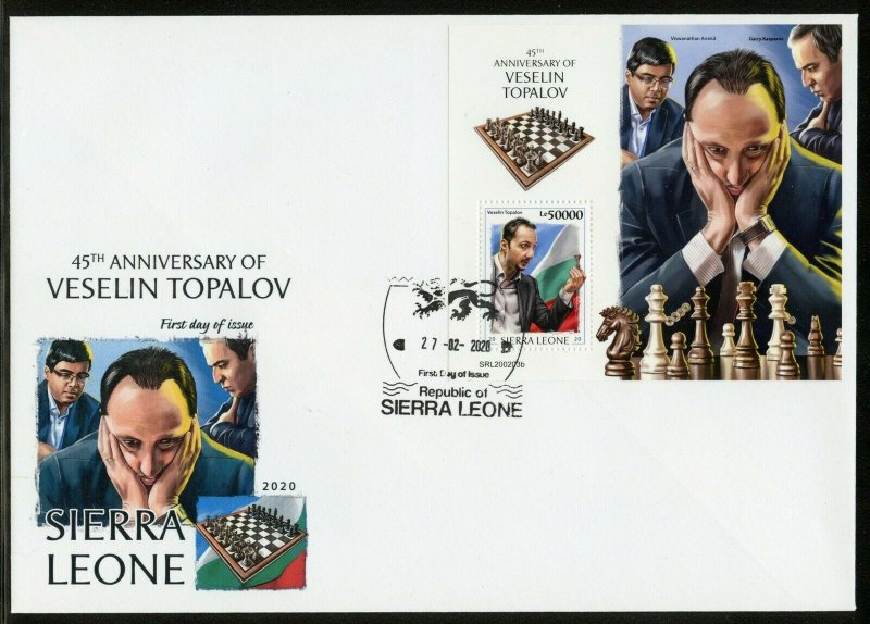 SIERRA LEONE 2020 45th ANNIVERSARY OF VESELIN TOPALOV CHESS S/S  FDC