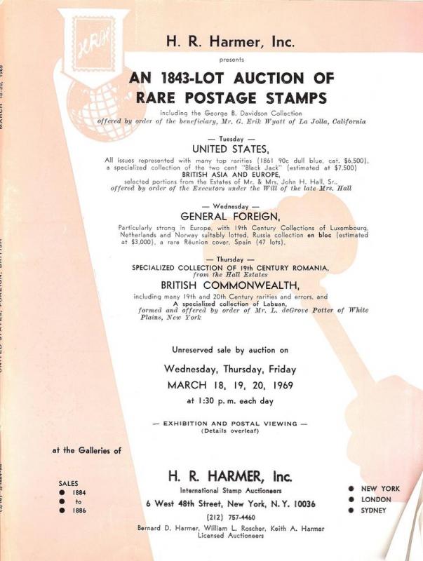 HR Harmer: Sale # 1884-1886  -  Rare Postage Stamps: Unit...