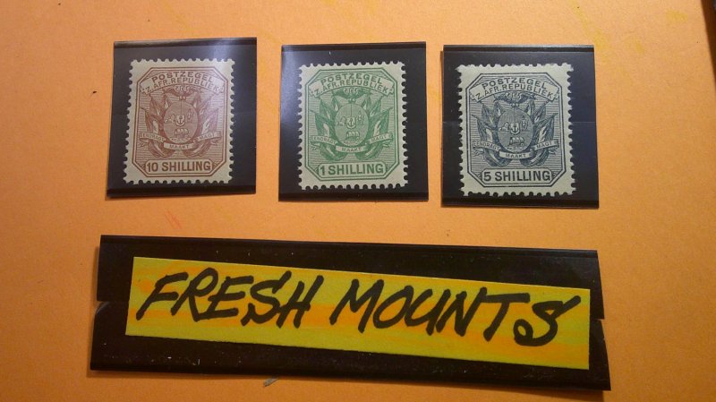 Transvaal 1895-96 Scott# 159-161 High Values OG Hinged/Damage