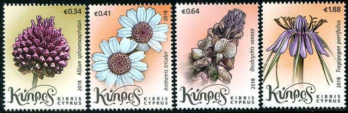 HERRICKSTAMP NEW ISSUES CYPRUS Sc.# 1290-93 Wild Flowers 2018