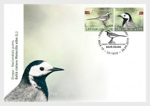 2019 LATVIA  - SG: N/A - EUROPA - WHITE WAGTAIL ON FIRST DAY COVER 
