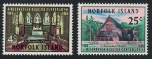 Norfolk Melanesian Mission 2v 1966 MNH SC#97-98 SG#74-75