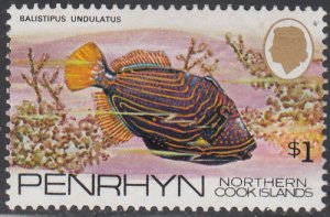 Penrhyn 1974-75 MH Sc #61 $1 Balistipus undulatus Fish