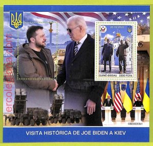 B0361 - GUINE BISSAU ERROR MISPERF Stamp Sheet - 2023 - Politics BIDEN Zelensky-