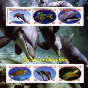 Central African Republic 2012 Turtles & Dolphins Sheet (6) Perforated mnh.vf