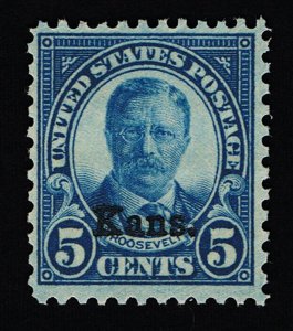 GENUINE SCOTT #663 VF-XF MINT PRISTINE OG NH 1929 KANSAS OVERPRINT ISSUE #8956