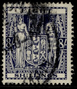 NEW ZEALAND GVI SG F199, 8s slate-violet, USED. Cat £17.