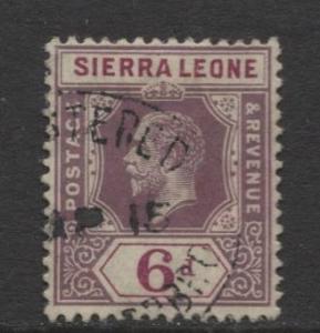 Sierra Leone - Scott 111 - KGV - Definitive -1912 - FU- Single 6d Stamp