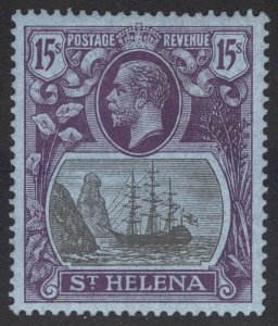 St Helena 1924 15s Violet & Black on blue Scott 94 SG 113 MLH Cat $1,075