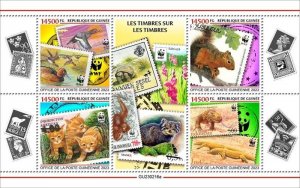 Guinea - 2023 Stamps on Stamps, Animals, Cat - 4 Stamp Sheet - GU230216a