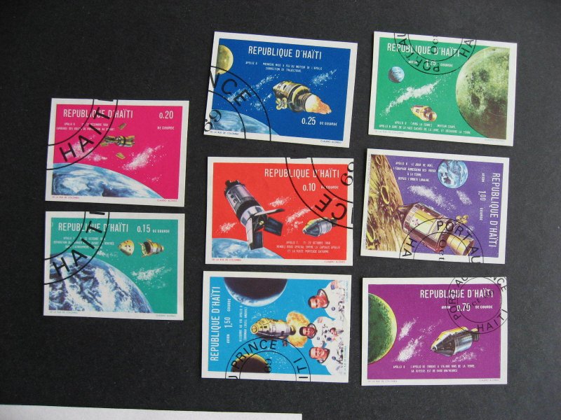 Haiti space stamps Sc 624-I plus imperf sets U couple faults, ex-Bileski estate