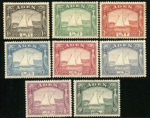 ADEN #1-8 DHOW Postage Stamp Collection British Commonwealth 1937 Mint LH NH OG