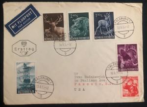 1959 Salzburg Austria Airmail Cover To Passaic NJ USA Stamp Sc#640-3