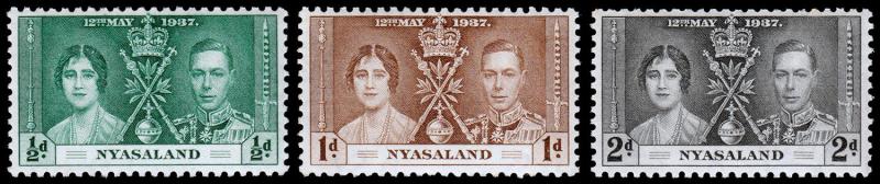 Nyasaland Protectorate Scott 51-53 (1937) Mint NH VF Complete Set C