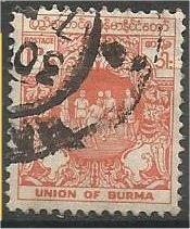 BURMA, 1954, used 1p, Ball Game Scott 139