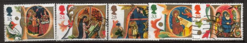 Great Britain Sc 1416-20 1991 Christmas stamps used