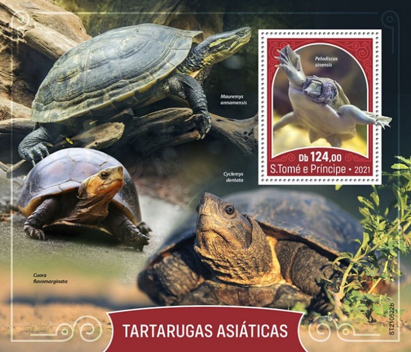 SAO TOME - 2021 - Asian Tortoises/Turtles - Perf Souv Sheet - Mint Never Hinged