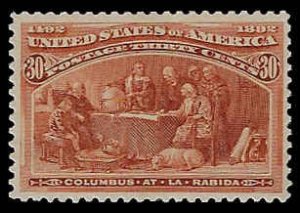 U.S. #239 Unused OG VLH; 30c Columbus at La Rabida (1893)