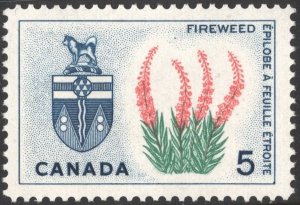 Canada SC#428 5¢ Fireweed and Arms of Yukon (1966) MLH