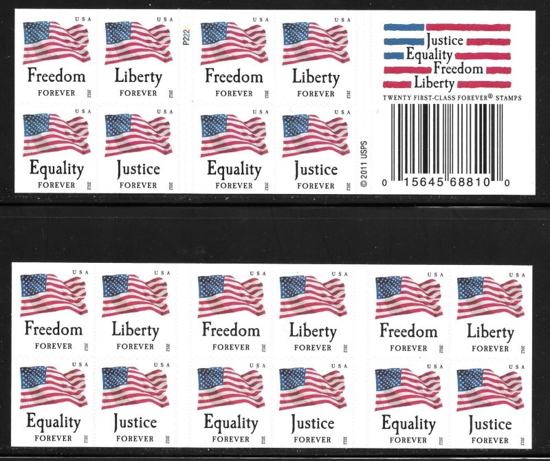 Scott # 4644e Convertible Bklt of 20 2012 (45c) Flag-SOLID TAG--Flawless! MNH