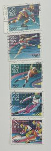 US 1992 Olympic Games 29c  Singles #2611-5 USED