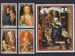 Cook Islands 1988 Paintings by Albrecht Durer (3v + 1Ms, Cpt) MNH CV$28+