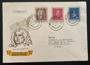 1952 Leipzig East Germany DDR First Day Cover FDC To USA Friedrich Handel