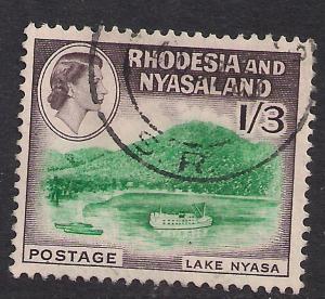 Rhodesia Nyasaland QE2 1959 - 62  1/-3d used stamp SG 26 ( E82 )