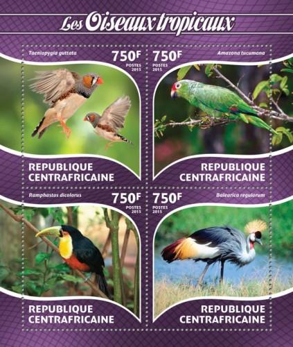 CENTRAFRICAINE 2015 SHEET BIRDS PARROTS WILDLIFE