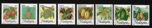 1986 Malaysia, Yvert and Tellier #343-50, Fruits, 8 Values, MNH**