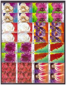 2017 Flowers 8 v MNH blocks of 4