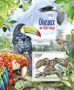 BURUNDI 2012 - Birds of Red List S/S. Official issues.