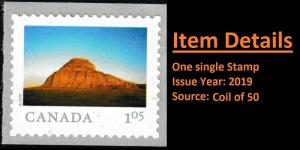 Canada 3149 Far & Wide Big Muddy Badlands $1.05 single (from coil) MNH 2019