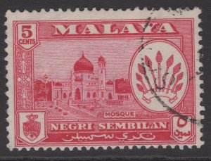 MALAYA NEGRI SEMBILAN SG71 1957 5c CARMINE-LAKE FINE USED