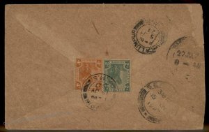 Malay Federated States 1927 TAMPIN to RANGOON Tiger Cover 89151