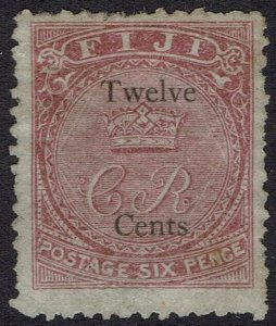 FIJI 1872 CR MONOGRAM TWELVE CENTS ON 6D NO GUM