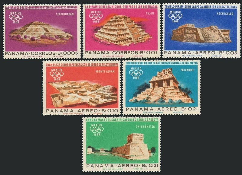 Panama 477-477E,477F,MNH.Michel 974-979,Bl.68. Olympics Mexico-1968.Indian ruins 