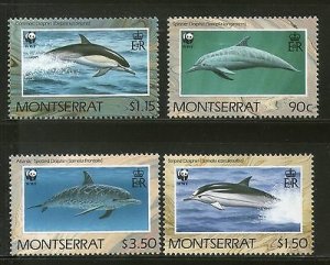 Montserrat 1990 WWF Dolphins Fish Marine Life Animal Fauna Sc 753-56 MNH # 103