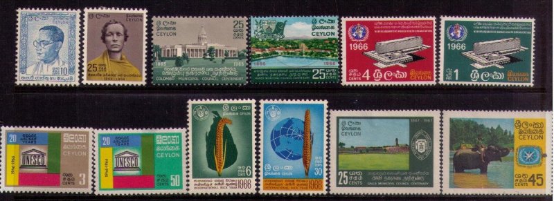 Ceylon 1964/1966 MH Scott 390-404 Mint Hinged with 5 complete sets xtra fine l