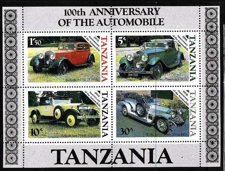 Tanzania-Sc#266a-unused NH sheet-Cars-Rolls-Royce-1985-