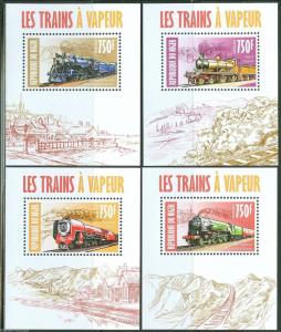 NIGER 2013  STEAM TRAINS  SET OF FOUR DELUXE S/S MINT
