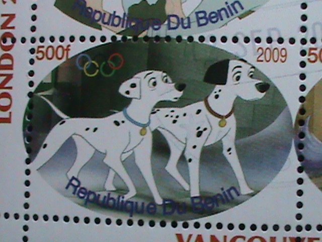 ​BENIN STAMP-2009- OLYMPIC VANCOUVER'2010-101 SPORTY DOGS CTO STAMP S/S #2