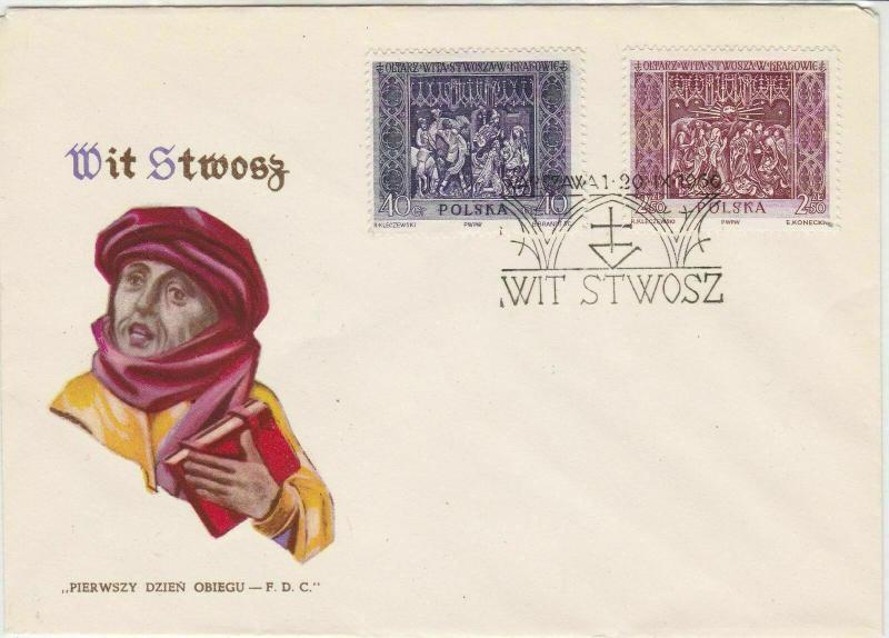 Poland 1960 Wit Stwosz Sculptor Engraver Painter Slogan FDC Stamps Cover Rf25151